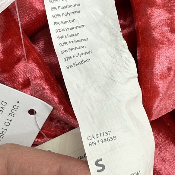 NEW Fabletics Crushed Velour Crossover Waist Leggings Size Small Red Athletic - Picture 8 of 13